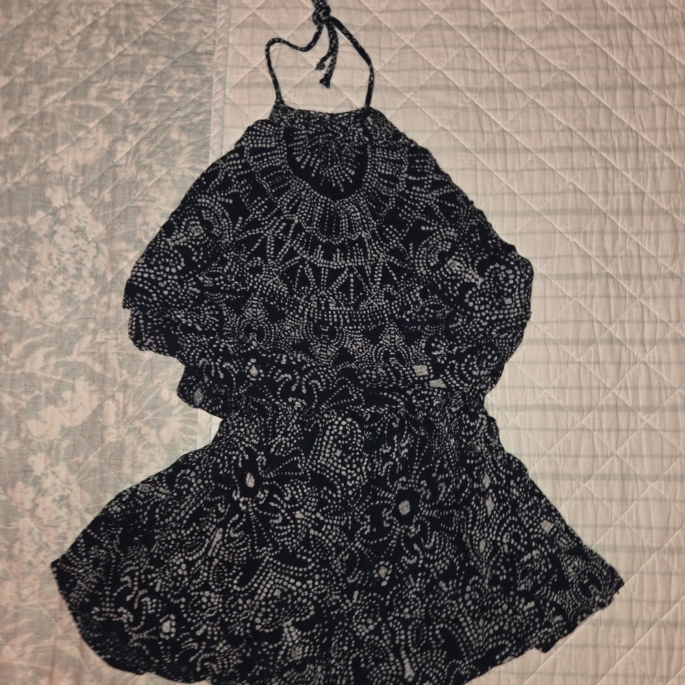 Rip Curl Black and White Patterned Jumpsuit